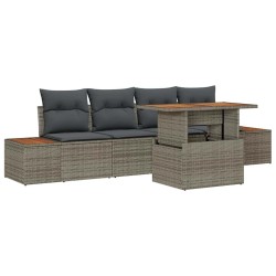 Ensemble de canapé de jardin 5 pcs Gris Poly rotin 566325566325