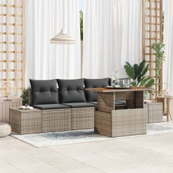 Ensemble de canapé de jardin 5 pcs Gris Poly rotin 566326566326