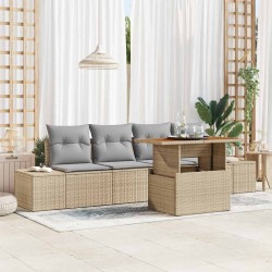 Ensemble de canapé de jardin 5 pcs Beige Poly rotin 566327566327