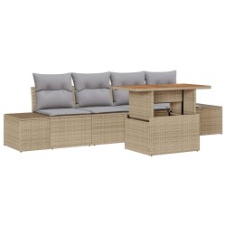 Ensemble de canapé de jardin 5 pcs Beige Poly rotin 566327566327