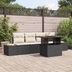 Ensemble de canapé de jardin 5 pcs Noir Poly rotin 566329566329