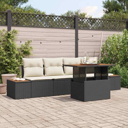 Ensemble de canapé de jardin 5 pcs Noir Poly rotin 566329566329
