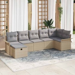 Ensemble de canapé de jardin 7 pcs Beige et Gris clair 566331566331