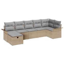 Ensemble de canapé de jardin 7 pcs Beige et Gris clair 566331566331