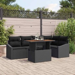 Ensemble de canapé de jardin 6 pcs Noir Poly rotin 566332566332