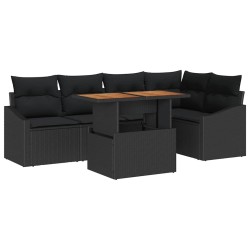 Ensemble de canapé de jardin 6 pcs Noir Poly rotin 566332566332