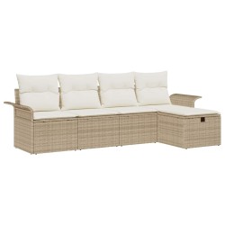 Ensemble de canapé de jardin 5 pcs Beige et crème polyrotin 566333566333