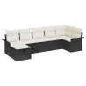 Ensemble de canapé de jardin 7 pcs Noir et Crème polyrotin 566335566335