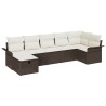 Ensemble de canapé de jardin 7 pcs Marron et Crème polyrotin 566336566336