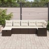 Ensemble de canapé de jardin 7 pcs Marron et Crème polyrotin 566336566336