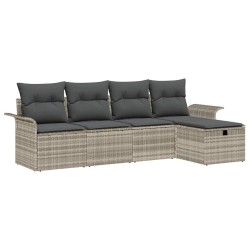 Ensemble de canapé de jardin 5 pcs Gris clair polyrotin 566337566337