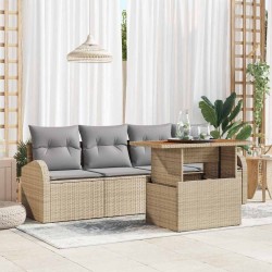 Ensemble de canapé de jardin 5 pcs Beige Poly rotin 566338566338