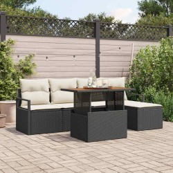 Ensemble de canapé de jardin 6 pcs Noir Poly rotin 566339566339