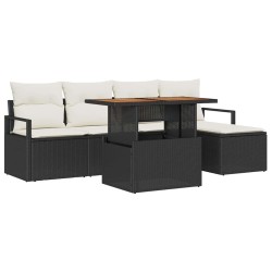 Ensemble de canapé de jardin 6 pcs Noir Poly rotin 566339566339