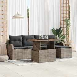 Ensemble de canapé de jardin 6 pcs Gris Poly rotin 566340566340