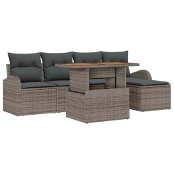 Ensemble de canapé de jardin 6 pcs Gris Poly rotin 566340566340