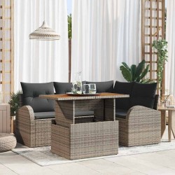Ensemble de canapé de jardin 5 pcs Gris Poly rotin 566342566342