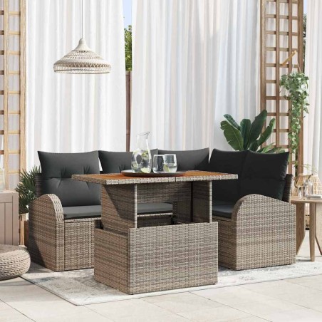 Ensemble de canapé de jardin 5 pcs Gris Poly rotin 566342566342