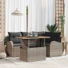 Ensemble de canapé de jardin 5 pcs Gris Poly rotin 566342566342