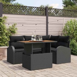 Ensemble de canapé de jardin 5 pcs Noir Poly rotin 566343566343