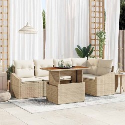 Ensemble de canapé de jardin 6 pcs Beige Poly rotin 566345566345