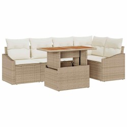 Ensemble de canapé de jardin 6 pcs Beige Poly rotin 566345566345