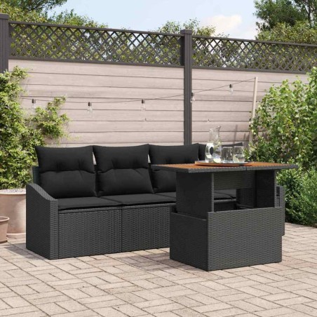 Ensemble de canapé de jardin 5 pcs Noir Poly rotin 566347566347