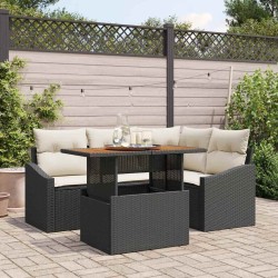 Ensemble de canapé de jardin 5 pcs Noir Poly rotin 566348566348