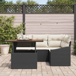 Ensemble de canapé de jardin 5 pcs Noir Poly rotin 566348566348
