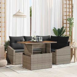 Ensemble de canapé de jardin 5 pcs Gris Poly rotin 566350566350