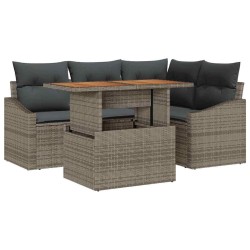 Ensemble de canapé de jardin 5 pcs Gris Poly rotin 566350566350