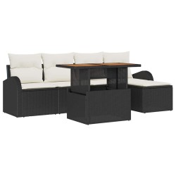 Ensemble de canapé de jardin 6 pcs Noir Poly rotin 566351566351