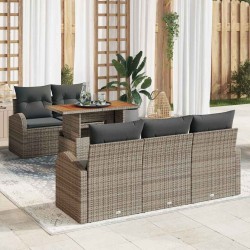 Ensemble de canapé de jardin 6 pcs Gris Poly rotin 566352566352
