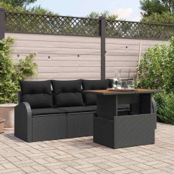 Ensemble de canapé de jardin 5 pcs Noir Poly rotin 566353566353