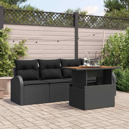 Ensemble de canapé de jardin 5 pcs Noir Poly rotin 566353566353