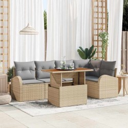 Ensemble de canapé de jardin 6 pcs Beige Poly rotin 566355566355