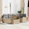 Ensemble de canapé de jardin 6 pcs Beige Poly rotin 566355566355