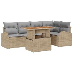 Ensemble de canapé de jardin 6 pcs Beige Poly rotin 566355566355