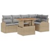 Ensemble de canapé de jardin 6 pcs Beige Poly rotin 566355566355