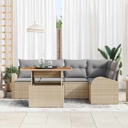 Ensemble de canapé de jardin 6 pcs Beige Poly rotin 566355566355