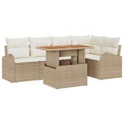 Ensemble de canapé de jardin 6 pcs Beige Poly rotin 566356566356