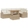 Ensemble de canapé de jardin 6 pcs Beige Poly rotin 566356566356