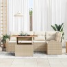 Ensemble de canapé de jardin 6 pcs Beige Poly rotin 566356566356