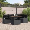 Ensemble de canapé de jardin 6 pcs Noir Poly rotin 566357566357