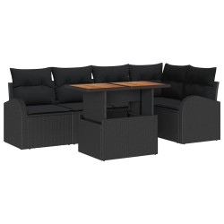 Ensemble de canapé de jardin 6 pcs Noir Poly rotin 566357566357