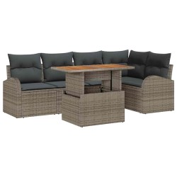 Ensemble de canapé de jardin 6 pcs Gris Poly rotin 566358566358