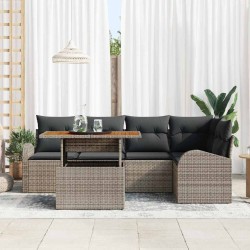 Ensemble de canapé de jardin 6 pcs Gris Poly rotin 566358566358