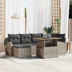 Ensemble de canapé de jardin 7 pcs Gris Poly rotin 566359566359