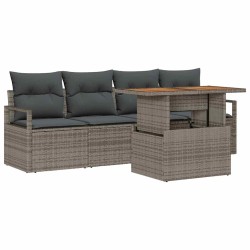 Ensemble de canapé de jardin 5 pcs Gris Poly rotin 566360566360
