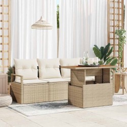 Ensemble de canapé de jardin 5 pcs Beige Poly rotin 566361566361